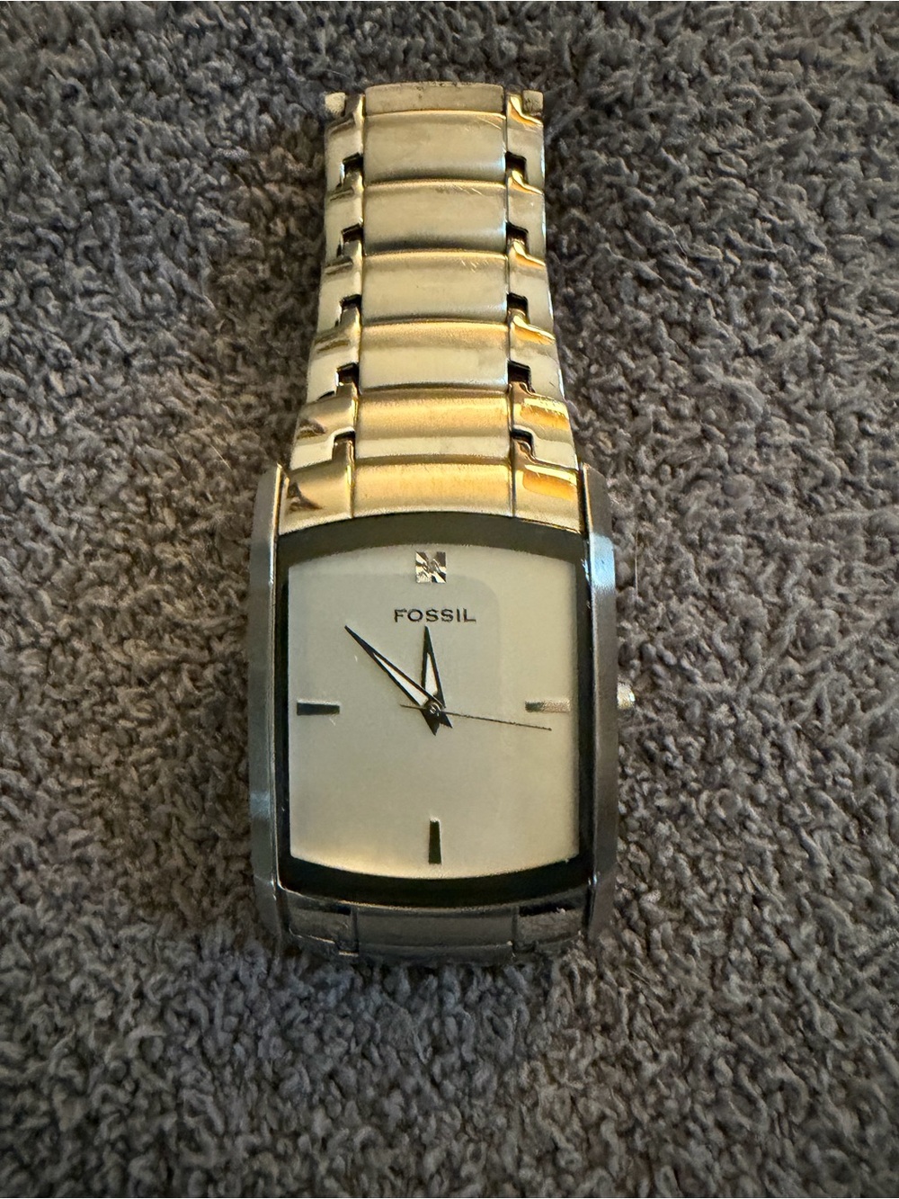 Fossil Silver-Tone Men's Rectangular Bracelet Watch